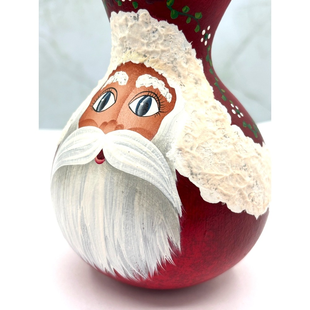 Vintage Style‎ Folk Art Santa Claus Painted Gourd Artisan Holiday Decoration EUC - Picture 9 of 10